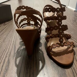 Tan Leather Wedge Sandals
